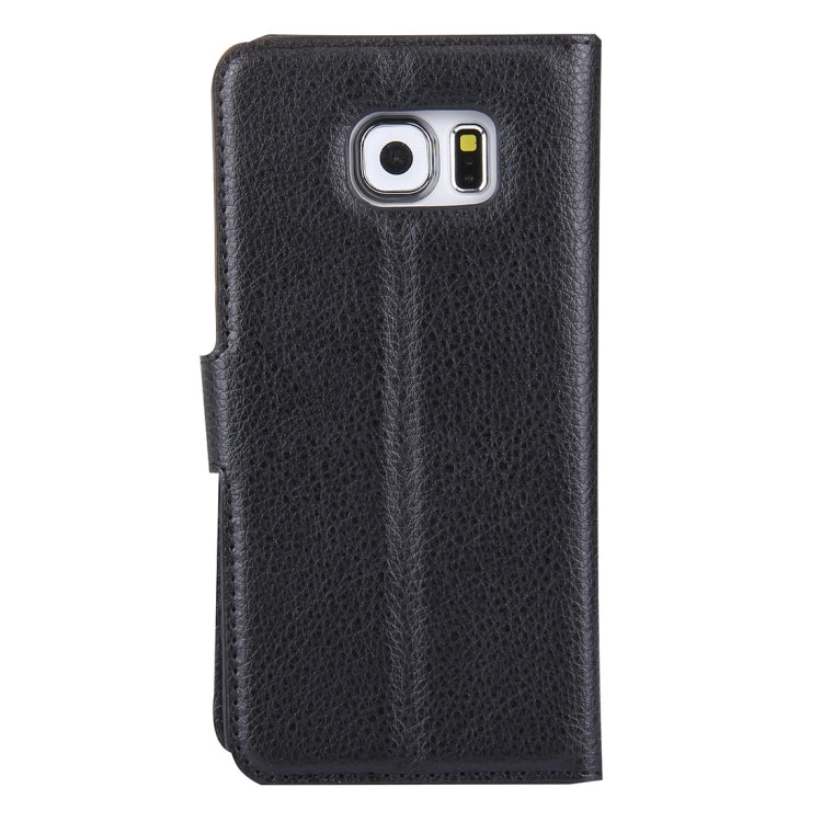 สำหรับ Galaxy S6 / G920 ซองหนังพลิกแนวนอนเนื้อลิ้นจี่พร้อมตัวยึดและช่องเสียบการ์ดและกระเป๋าสตางค์, For Galaxy S6