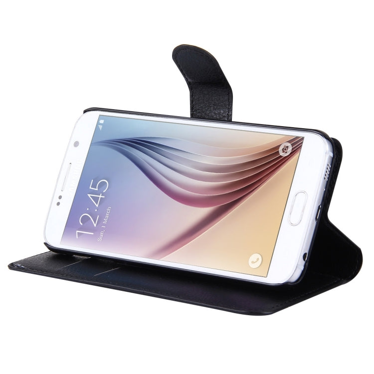 สำหรับ Galaxy S6 / G920 ซองหนังพลิกแนวนอนเนื้อลิ้นจี่พร้อมตัวยึดและช่องเสียบการ์ดและกระเป๋าสตางค์, For Galaxy S6