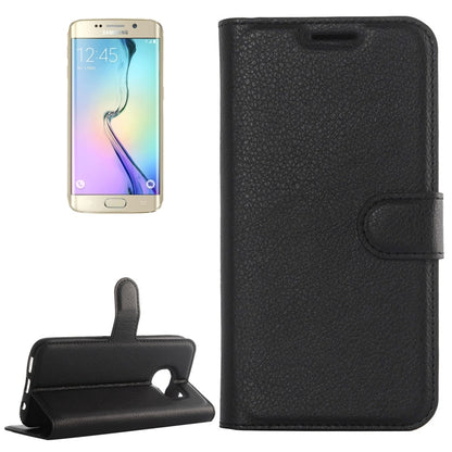 สำหรับ Galaxy S6 Edge / G925 ซองหนังพลิกแนวนอนเนื้อลิ้นจี่พร้อมตัวยึดและช่องเสียบการ์ดและกระเป๋าสตางค์, For Galaxy S6 edge