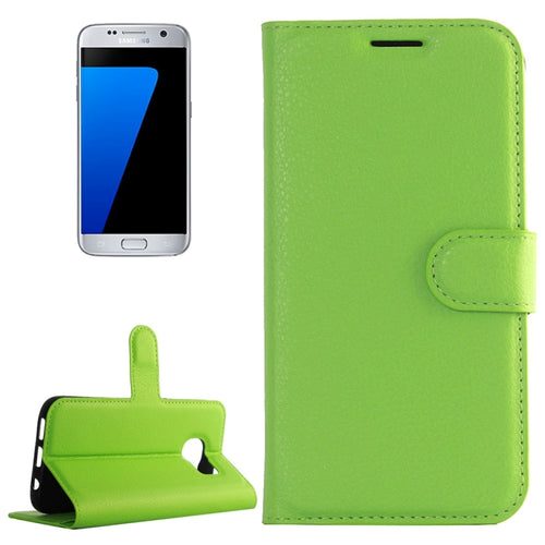 สำหรับ Galaxy S7 / G930 ซองหนังพลิกแนวนอนเนื้อลิ้นจี่พร้อมตัวยึดและช่องเสียบการ์ดและกระเป๋าสตางค์, For Galaxy S7