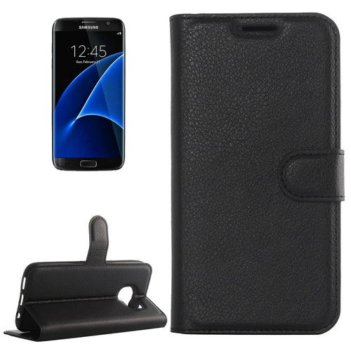 สำหรับ Galaxy S7 Edge / G935 ซองหนังพลิกแนวนอนเนื้อลิ้นจี่พร้อมตัวยึดและช่องเสียบการ์ดและกระเป๋าสตางค์, For Galaxy S7 Edge