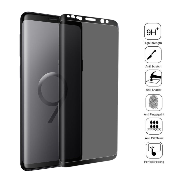 สำหรับ Galaxy S9 0.3 มม. 9H ความแข็งพื้นผิว 3D ความเป็นส่วนตัว Anti-spy กระจกนิรภัยฟิล์มป้องกัน, For Samsung Galaxy S9