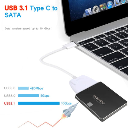 ตัวแปลงสายเคเบิลอะแดปเตอร์ฮาร์ดไดรฟ์ USB-C / Type-C ถึง 22 พิน SATA ความยาวรวม: ประมาณ 23 ซม