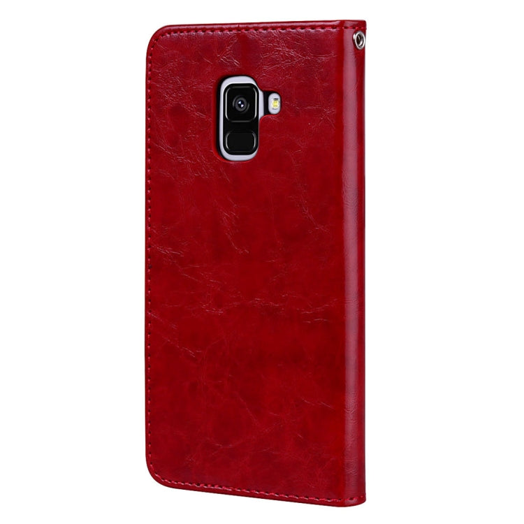 สำหรับ Galaxy A8 (2018) รูปแบบธุรกิจน้ำมันขี้ผึ้งเนื้อซองหนังพลิกแนวนอนพร้อมตัวยึดและช่องเสียบการ์ดและกระเป๋าสตางค์, For Galaxy A8 (2018)