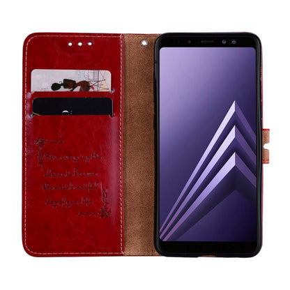 สำหรับ Galaxy A8 (2018) รูปแบบธุรกิจน้ำมันขี้ผึ้งเนื้อซองหนังพลิกแนวนอนพร้อมตัวยึดและช่องเสียบการ์ดและกระเป๋าสตางค์, For Galaxy A8 (2018)