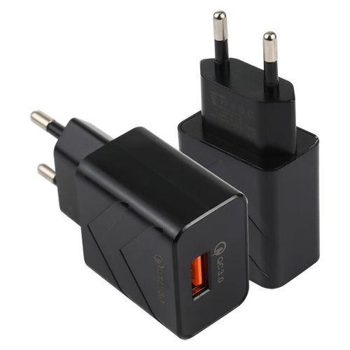 LZ-715 18W QC3.0 USB พอร์ตเดียวเครื่องชาร์จเดินทางที่รวดเร็ว, ปลั๊ก EU, EU Plug