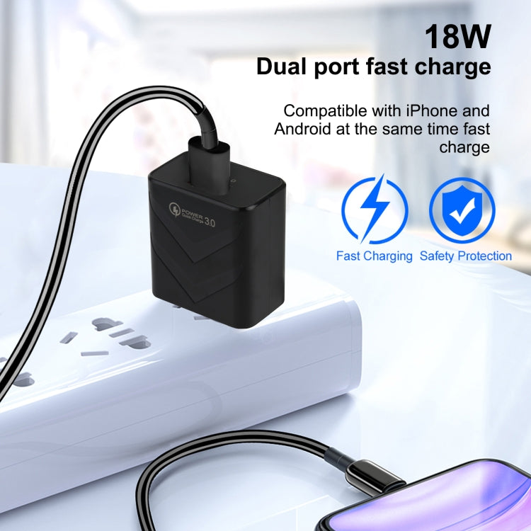 LZ-715 18W QC3.0 USB Single Port Fast Travel Charger, ปลั๊ก US, US Plug