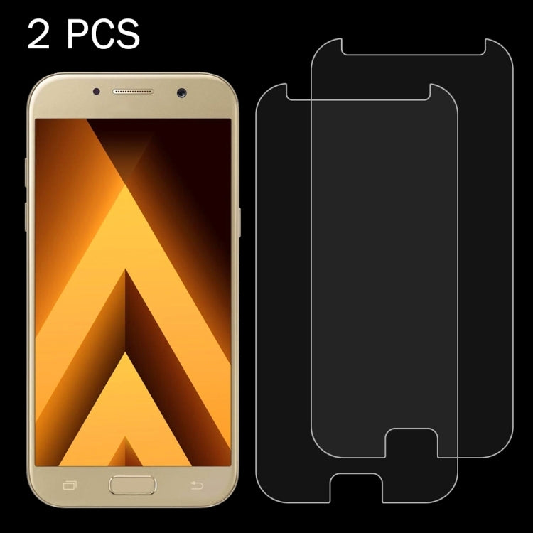2 ชิ้นสำหรับ Galaxy A5 (2017) / A520 0.26mm 9H ความแข็งพื้นผิว 2.5D กระจกนิรภัยป้องกันการระเบิดไม่เต็มหน้าจอฟิล์ม, For Galaxy A5 (2017) / A520