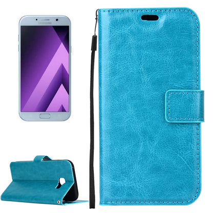 สำหรับ Galaxy A5 (2017) / A520 เนื้อม้าบ้าพลิกแนวนอนซองหนัง PU พร้อมตัวยึดและช่องเสียบการ์ดและกระเป๋าสตางค์และกรอบรูปและเชือกเส้นเล็กและหัวเข็มขัดแม่เหล็ก, For Galaxy A5 (2017)