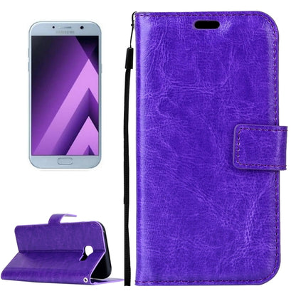 สำหรับ Galaxy A5 (2017) / A520 เนื้อม้าบ้าพลิกแนวนอนซองหนัง PU พร้อมตัวยึดและช่องเสียบการ์ดและกระเป๋าสตางค์และกรอบรูปและเชือกเส้นเล็กและหัวเข็มขัดแม่เหล็ก, For Galaxy A5 (2017)