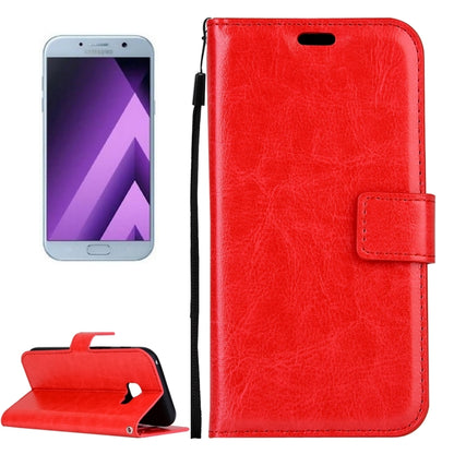 สำหรับ Galaxy A5 (2017) / A520 เนื้อม้าบ้าพลิกแนวนอนซองหนัง PU พร้อมตัวยึดและช่องเสียบการ์ดและกระเป๋าสตางค์และกรอบรูปและเชือกเส้นเล็กและหัวเข็มขัดแม่เหล็ก, For Galaxy A5 (2017)