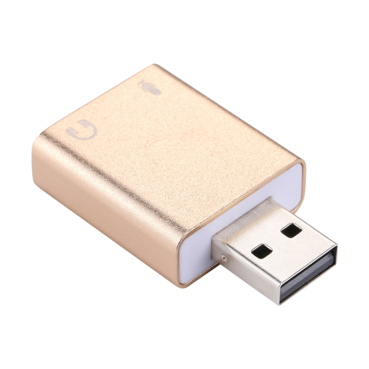 เปลือกอลูมิเนียม 3.5 มม.แจ็คการ์ดเสียง USB ภายนอก HIFI Magic Voice 7.1 ช่องอะแดปเตอร์ไดรฟ์ฟรีสำหรับคอมพิวเตอร์,เดสก์ท็อป,ลำโพง,ชุดหูฟัง,ไมโครโฟน, Aluminum 7.1 Channel Gold
