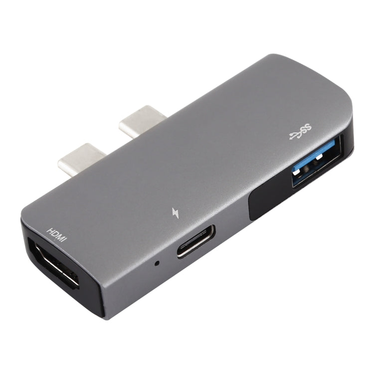พอร์ต USB-C / Type-C ถึง PD คู่ + USB 3.0 + อะแดปเตอร์ฮับขยายมัลติฟังก์ชั่น HDMI