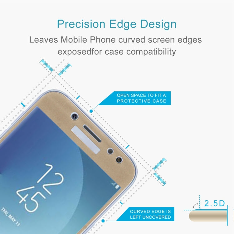 สำหรับ Galaxy J5 (2017) (เวอร์ชัน EU) 0.26mm 9H ความแข็งพื้นผิว 2.5D Curved Silk-screen Full Screen กระจกนิรภัยป้องกันหน้าจอ, For Galaxy J5 (2017) (EU Version)