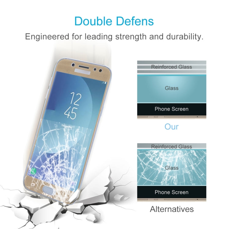 สำหรับ Galaxy J5 (2017) (เวอร์ชัน EU) 0.26mm 9H ความแข็งพื้นผิว 2.5D Curved Silk-screen Full Screen กระจกนิรภัยป้องกันหน้าจอ, For Galaxy J5 (2017) (EU Version)