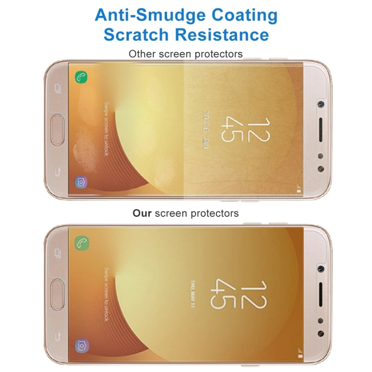 1 ชิ้นสำหรับ Galaxy J7 (2017) (เวอร์ชันสหภาพยุโรป) 0.26 มิลลิเมตร 9H ความแข็งพื้นผิว 2.5D ป้องกันการระเบิดไม่เต็มหน้าจอฟิล์มกระจกนิรภัย, For Galaxy J7 (2017) (EU Version)