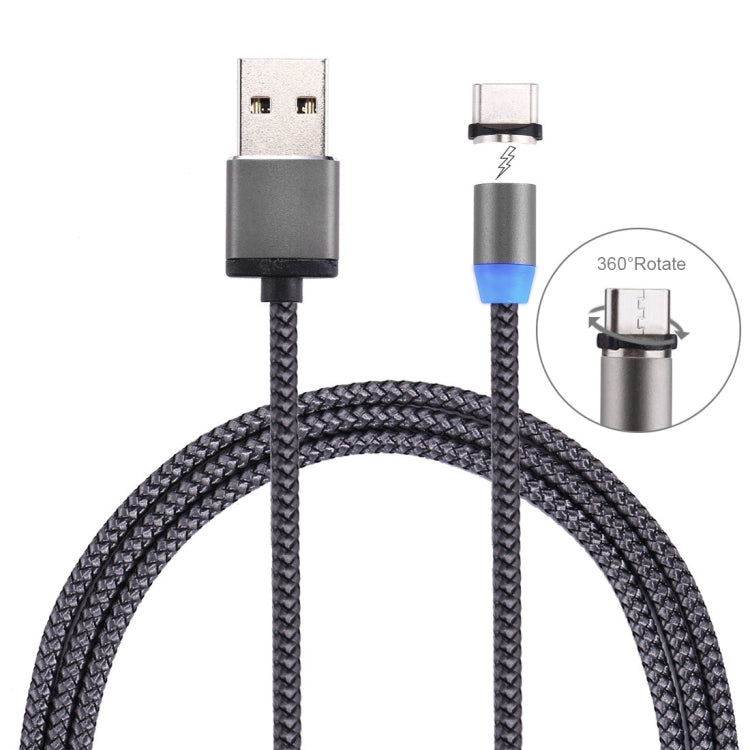 การหมุน 360 องศา 1 ม. รูปแบบสาน USB-C / Type-C ถึง USB 2.0 สายชาร์จแม่เหล็กที่แข็งแกร่งพร้อมไฟ LED