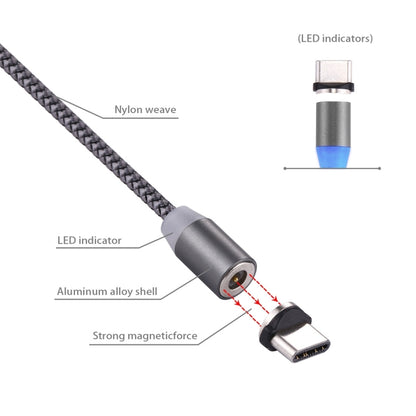การหมุน 360 องศา 1 ม. รูปแบบสาน USB-C / Type-C ถึง USB 2.0 สายชาร์จแม่เหล็กที่แข็งแกร่งพร้อมไฟ LED