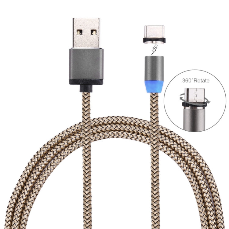 การหมุน 360 องศา 1 ม. รูปแบบสาน USB-C / Type-C ถึง USB 2.0 สายชาร์จแม่เหล็กที่แข็งแกร่งพร้อมไฟ LED