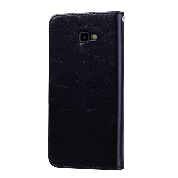 ซองหนังพลิกแนวนอนเนื้อขี้ผึ้งน้ำมันสไตล์ธุรกิจสำหรับ Galaxy J4 + พร้อมตัวยึดและช่องเสียบการ์ดและกระเป๋าสตางค์, For Galaxy J4+