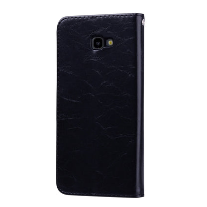 ซองหนังพลิกแนวนอนเนื้อขี้ผึ้งน้ำมันสไตล์ธุรกิจสำหรับ Galaxy J4 + พร้อมตัวยึดและช่องเสียบการ์ดและกระเป๋าสตางค์, For Galaxy J4+