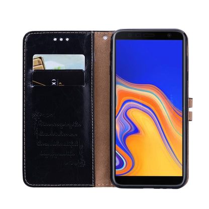 ซองหนังพลิกแนวนอนเนื้อขี้ผึ้งน้ำมันสไตล์ธุรกิจสำหรับ Galaxy J4 + พร้อมตัวยึดและช่องเสียบการ์ดและกระเป๋าสตางค์, For Galaxy J4+