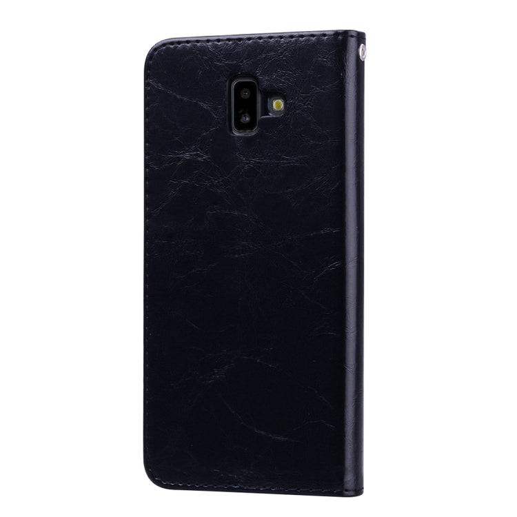 ซองหนังพลิกแนวนอนเนื้อขี้ผึ้งน้ำมันสไตล์ธุรกิจสำหรับ Galaxy J6 พร้อมตัวยึดและช่องเสียบการ์ดและกระเป๋าสตางค์, For Galaxy J6+