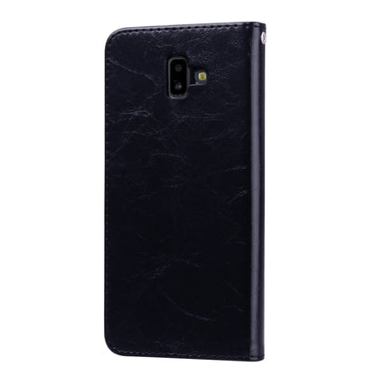 ซองหนังพลิกแนวนอนเนื้อขี้ผึ้งน้ำมันสไตล์ธุรกิจสำหรับ Galaxy J6 พร้อมตัวยึดและช่องเสียบการ์ดและกระเป๋าสตางค์, For Galaxy J6+