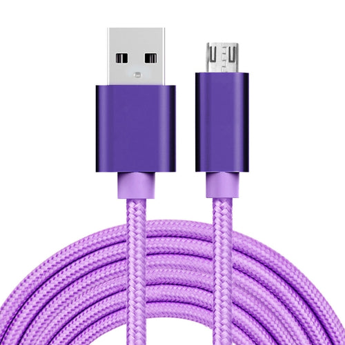 3A หัวโลหะแบบทอ Micro USB เข้ากับข้อมูล USB / สายชาร์จ, ความยาวสายเคเบิล: 3 ม, 3m Micro USB