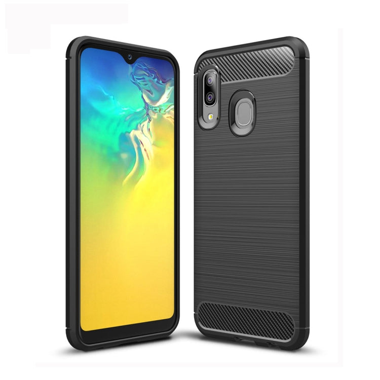 เคส TPU คาร์บอนไฟเบอร์เนื้อแปรงสำหรับ Galaxy A20e, For Galaxy A20e