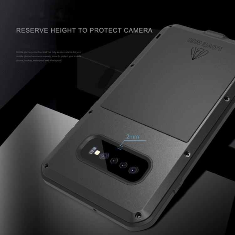 LOVE MEI เคสโลหะผสมซิลิโคนกันฝุ่นกันกระแทกและน้ำกระเซ็นสำหรับ Galaxy S10+, For Galaxy S10+