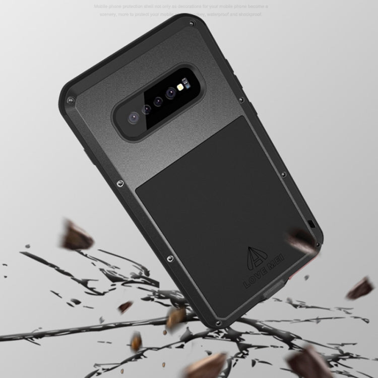 LOVE MEI เคสโลหะผสมซิลิโคนกันฝุ่นกันกระแทกและน้ำกระเซ็นสำหรับ Galaxy S10+, For Galaxy S10+