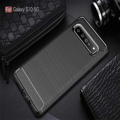 เคส TPU คาร์บอนไฟเบอร์เนื้อแปรงสำหรับ Galaxy S10 5G, For Galaxy S10 5G, For Samsung Galaxy S10 5G