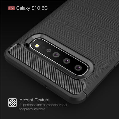 เคส TPU คาร์บอนไฟเบอร์เนื้อแปรงสำหรับ Galaxy S10 5G, For Galaxy S10 5G, For Samsung Galaxy S10 5G