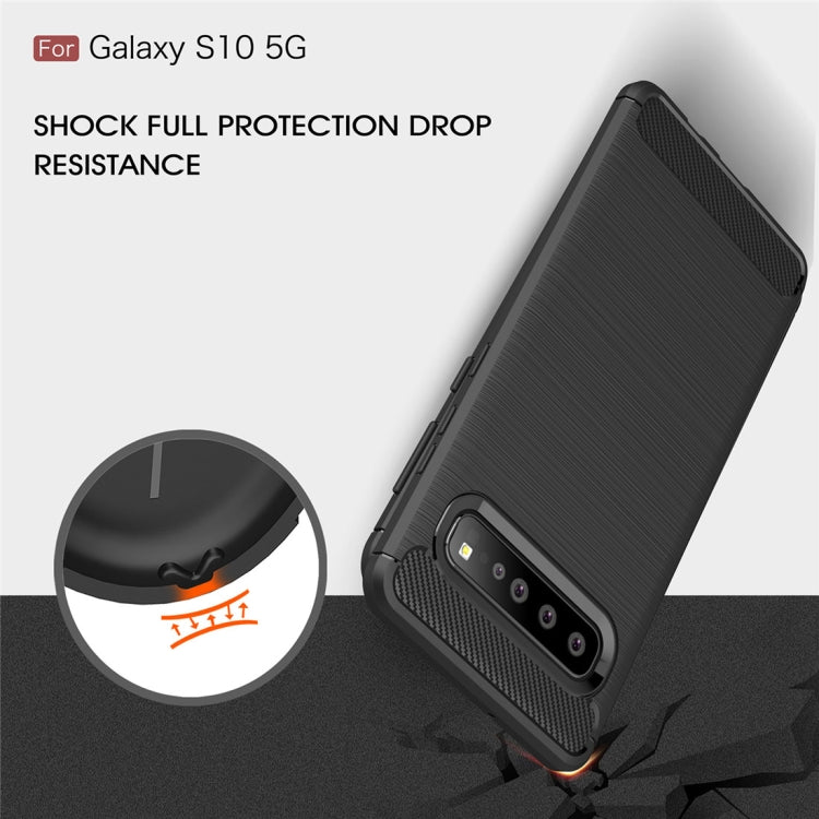 เคส TPU คาร์บอนไฟเบอร์เนื้อแปรงสำหรับ Galaxy S10 5G, For Galaxy S10 5G, For Samsung Galaxy S10 5G