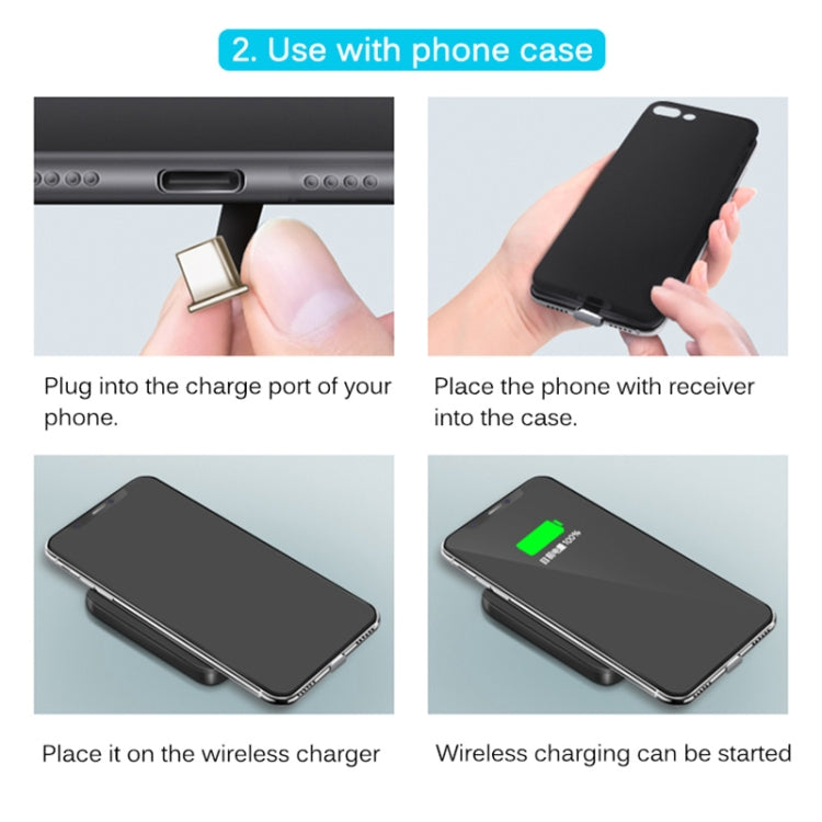ตัวรับสัญญาณการชาร์จไร้สายมาตรฐาน Qi ขนาด 5V 800mA พร้อมพอร์ต USB-C / Type-C, For Type-C Phones