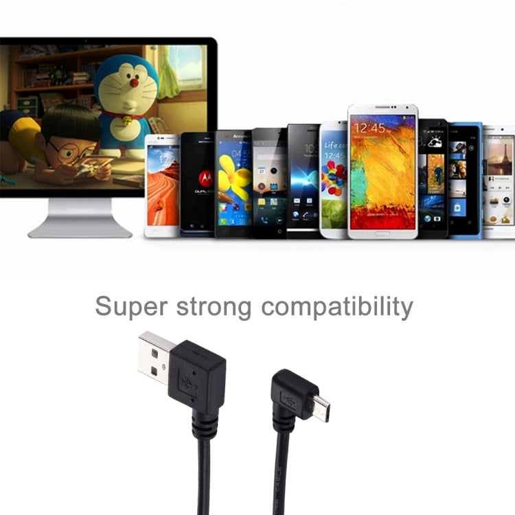 ข้อศอก 20 ซม. USB 2.0 เลี้ยวซ้ายเป็นสายเคเบิลข้อมูลข้อศอก Micro USB, Left to Right