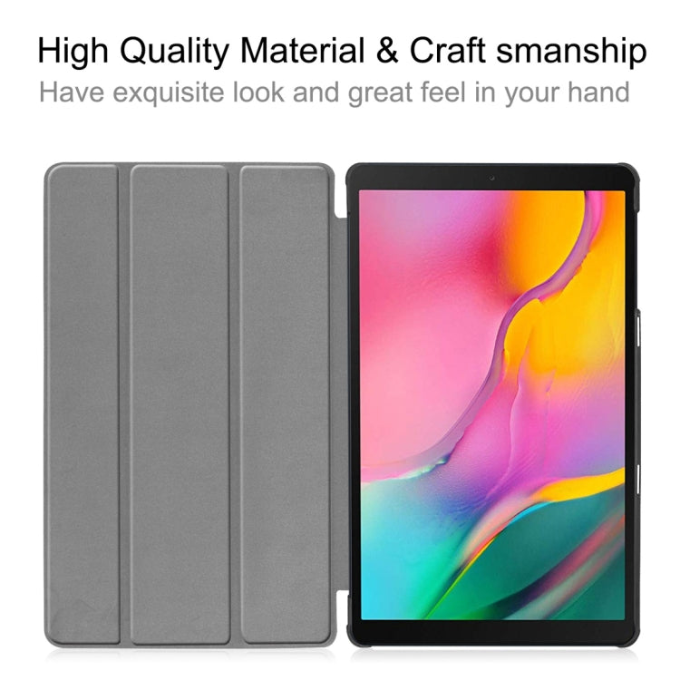 เคสหนัง PU แบบพลิกแนวนอนของคัสเตอร์สำหรับ Galaxy Tab A 10.1 2019 (T515 / T510) พร้อมตัวยึดสามพับและฟังก์ชั่นพัก / ปลุก, For Galaxy Tab A 10.1 2019 (T515 / T510)