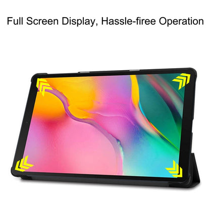 เคสหนัง PU แบบพลิกแนวนอนของคัสเตอร์สำหรับ Galaxy Tab A 10.1 2019 (T515 / T510) พร้อมตัวยึดสามพับและฟังก์ชั่นพัก / ปลุก, For Galaxy Tab A 10.1 2019 (T515 / T510)