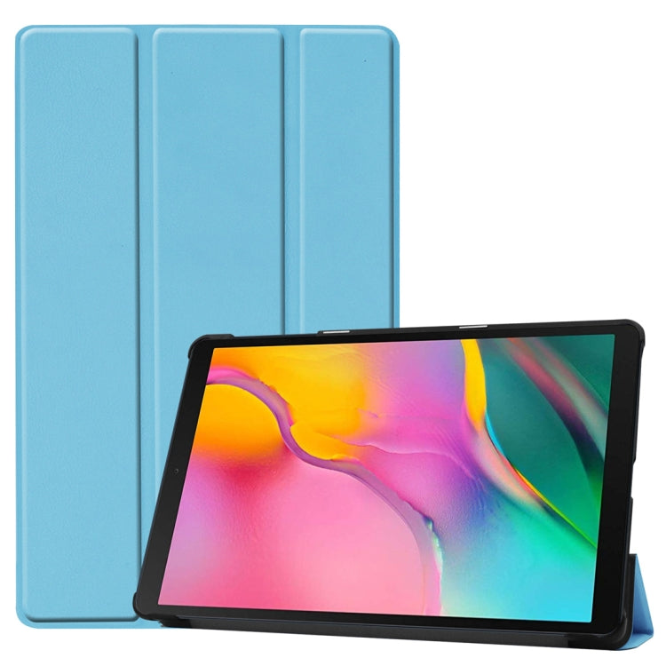 เคสหนัง PU แบบพลิกแนวนอนของคัสเตอร์สำหรับ Galaxy Tab A 10.1 2019 (T515 / T510) พร้อมตัวยึดสามพับและฟังก์ชั่นพัก / ปลุก, For Galaxy Tab A 10.1 2019 (T515 / T510)