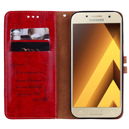 สำหรับ Samsung Galaxy A5 (2017) รูปแบบธุรกิจน้ำมันขี้ผึ้งเนื้อซองหนังพลิกแนวนอนพร้อมตัวยึดและช่องเสียบการ์ดและกระเป๋าสตางค์, For Galaxy A5 (2017)