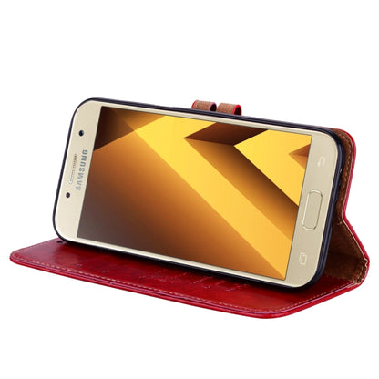 สำหรับ Samsung Galaxy A5 (2017) รูปแบบธุรกิจน้ำมันขี้ผึ้งเนื้อซองหนังพลิกแนวนอนพร้อมตัวยึดและช่องเสียบการ์ดและกระเป๋าสตางค์, For Galaxy A5 (2017)