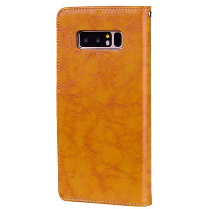 สำหรับ Samsung Galaxy Note 8 รูปแบบธุรกิจน้ำมันขี้ผึ้งเนื้อซองหนังพลิกแนวนอนพร้อมตัวยึดและช่องเสียบการ์ดและกระเป๋าสตางค์, For Galaxy Note 8