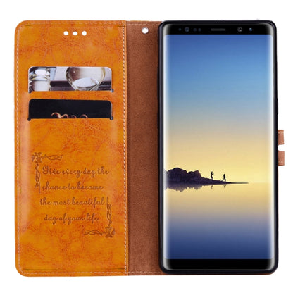 สำหรับ Samsung Galaxy Note 8 รูปแบบธุรกิจน้ำมันขี้ผึ้งเนื้อซองหนังพลิกแนวนอนพร้อมตัวยึดและช่องเสียบการ์ดและกระเป๋าสตางค์, For Galaxy Note 8