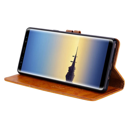 สำหรับ Samsung Galaxy Note 8 รูปแบบธุรกิจน้ำมันขี้ผึ้งเนื้อซองหนังพลิกแนวนอนพร้อมตัวยึดและช่องเสียบการ์ดและกระเป๋าสตางค์, For Galaxy Note 8