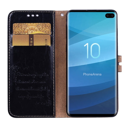 ซองหนังพลิกแนวนอนเนื้อน้ำมันขี้ผึ้งสไตล์ธุรกิจสำหรับ Galaxy S10 Plus พร้อมตัวยึดและช่องเสียบการ์ดและกระเป๋าสตางค์, For Galaxy S10 Plus
