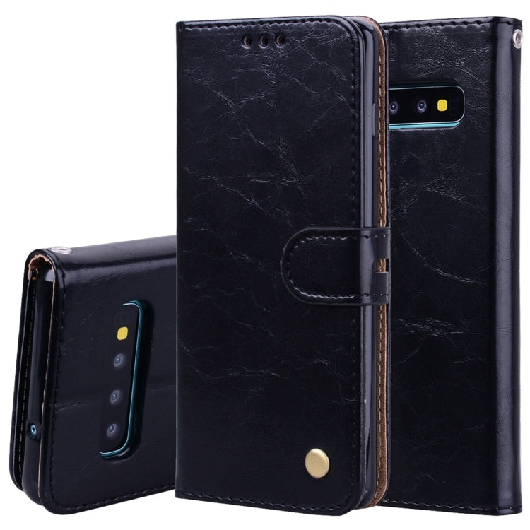 ซองหนังพลิกแนวนอนเนื้อขี้ผึ้งน้ำมันสไตล์ธุรกิจสำหรับ Galaxy S10 พร้อมตัวยึดและช่องเสียบการ์ดและกระเป๋าสตางค์, For Galaxy S10