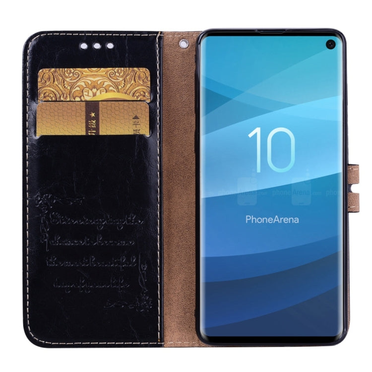 ซองหนังพลิกแนวนอนเนื้อขี้ผึ้งน้ำมันสไตล์ธุรกิจสำหรับ Galaxy S10 พร้อมตัวยึดและช่องเสียบการ์ดและกระเป๋าสตางค์, For Galaxy S10