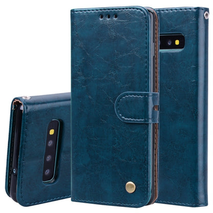 ซองหนังพลิกแนวนอนเนื้อขี้ผึ้งน้ำมันสไตล์ธุรกิจสำหรับ Galaxy S10 พร้อมตัวยึดและช่องเสียบการ์ดและกระเป๋าสตางค์, For Galaxy S10