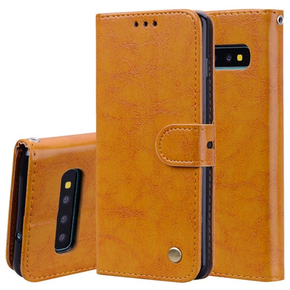 ซองหนังพลิกแนวนอนเนื้อขี้ผึ้งน้ำมันสไตล์ธุรกิจสำหรับ Galaxy S10 พร้อมตัวยึดและช่องเสียบการ์ดและกระเป๋าสตางค์, For Galaxy S10